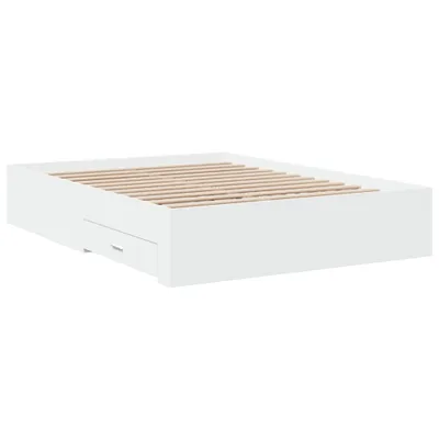 Image de Cadre de lit avec tiroirs sans matelas blanc 120x190 cm