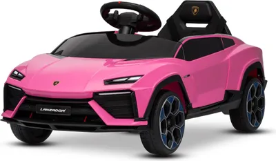 Immagine prodotto di Auto elettrica a bordo Lamborghini Lanzador 12 V con trazione posteriore, su licenza ufficiale (monoposto), rosa, batteria al litio, luci a LED, sedile ampio, telecomando a 2,4 GHz, lettore MP3 con ingresso USB/AUX e connessione Bluetooth