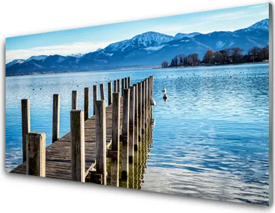 Produktbild von Acrylglasbilder 100x50 Wandbild Druck Brücke Meer Gebirge Architektur