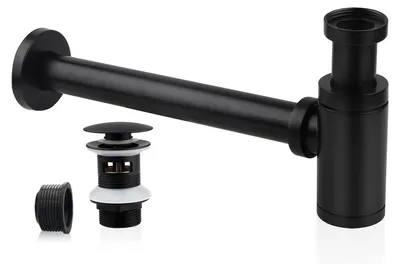 Immagine prodotto di Sifone nero con gruppo di scarico, 1 1/4 di pollice x Ø 32 mm