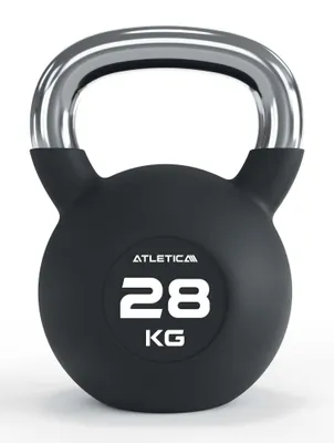 Produktbild von ATLETICA Kettlebells | 28kg Einzelverkauf | Gummierte Kugelhantel mit Chromgriff | Hochwertige Stahllegierung | Studioqualität