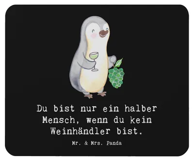Produktbild von Mr. & Mrs. Panda Mousepad Weinhändler Herz - Schwarz - Geschenk, computermatte, mausteppich, Mauspad, laptop, Mouse Pad