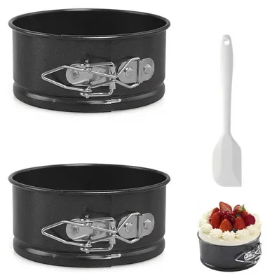 Immagine prodotto di 2 teglie per torte, diametro 11 cm, rotonde, con spatola in silicone, con rivestimento antiaderente