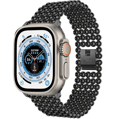 Produktbild von Strap-It Apple Watch Ultra Stahlperlenarmband (Schwarz)