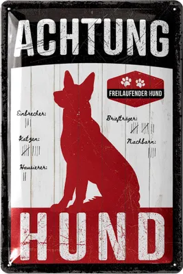 Produktbild von Warnung vor dem Hund Schilder, retro Blechschild vorsicht Hund Schild, Achtung Hund Schild lustig, Warnschild Hund, gewölbt 20x30cm