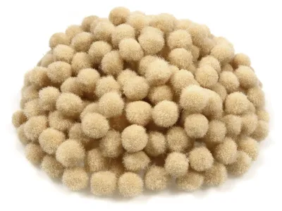 Bastelpompons 300 Stück, hellbraun, 1 cm, flauschig