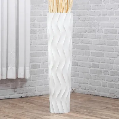 Produktbild von Leewadee Hohe Bodenvase 65 cm aus Mangoholz in weiß