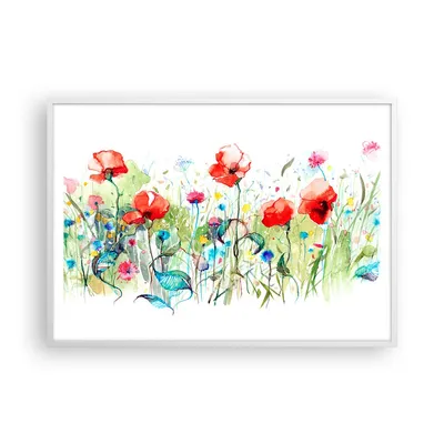 Produktbild von Gerahmtes Poster - Weißer Rahmen - Blumen Wiese Blatt Natur - 100x70 cm - Wand Bild - Wanddeko - Wandbilder - Wandposter - Bilderrahmen - Bilder - Kunstdruck - Wandbild - P2WAA100x70-3076