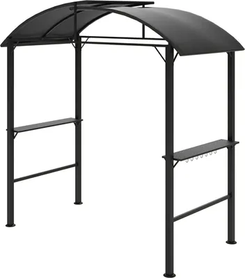 Produktbild von Grillpavillon 233 x 110 x 235 cm winddicht Gartenpavillon mit Doppeldach,Regalen, Gartenlauben mit UV-Schutz, BBQ Pavillon aus Stahl, Gartenzelt Grillzelt für Party BBQ, Dunkelgrau Aosom