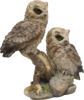 Produktbild von Deko Eule Uhu Kauz Vogel Paar Garten Tier Figur Skulptur Schneeeule Schleiereule