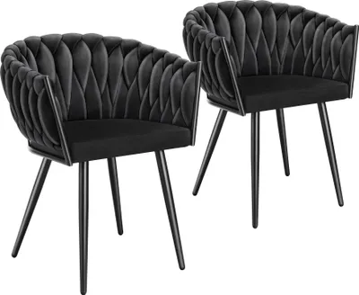 Produktbild von tectake® Set Esszimmerstuhl Astano gepolstert, mit Samtbezug, Knotendesign 60,5 x 55 x 75 cm