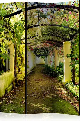 Produktbild von 3-teiliger Doppelseitiger Vlies Paravent - Romantic Garden 135x172 cm Landschaften c-C-0089-z-b