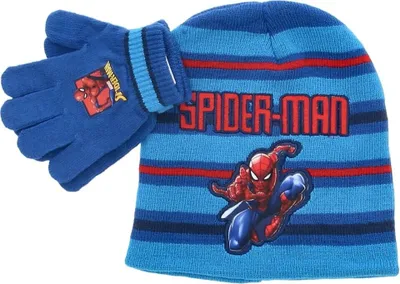 Produktbild von Spiderman Winteraccessoires – Mütze und Handschuhe für junge Blau