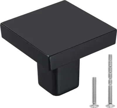 Produktbild von VEVOR Möbelknöpfe, 10er-Pack, 3 cm, Schrankknöpfe aus schwarzer Zinklegierung, quadratische, massive Küchenknöpfe, Schubladenknöpfe mit Schrauben für Badezimmer, Schränke, Schubladen, Küche