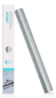 Image de LOKLiK Transfert de chaleur vinyle paillettes 30.5 x 90 cm - Argent / 30.5 x 90 cm