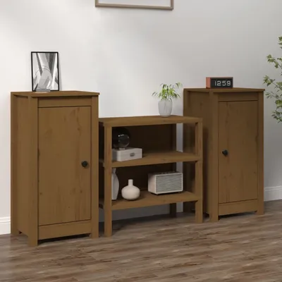 Image de vidaXL Sideboards 2 pcs. Marron miel 39x35x80 cm Pin massif