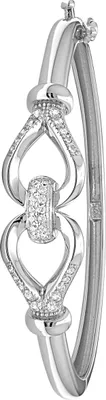 Produktbild von Wunderschöner 925 Sterling Silber Damen - Klappbar Armreif mit Zirkonia - 12mm, 6 Gramm; TRS37946