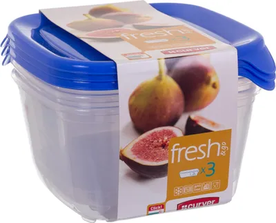 Produktbild von Curver zestaw pojemników kwadratowych fresh&go 3x1,2l /niebieski/ transparentny