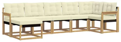 Produktbild von vidaXL Outdoor-Sofagarnitur mit Kissen 7 pcs Weiß und Creme