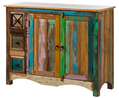 Immagine prodotto di MASSIVMOEBEL24 | Comò  in legno riciclato 110x40x85 laccato multicolore NATURE OF SPIRIT #17