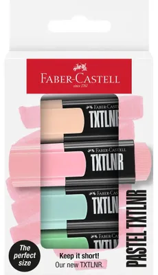Productafbeelding van Faber-Castell 154214 FABER-CASTELL Mini-tekstmarkeer TXTLNR, pastelkleur, set van 4 stuks in een kartonnen doosje