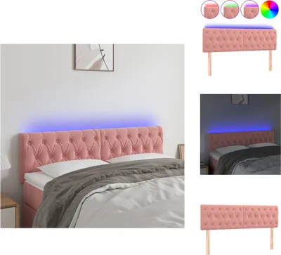 Produktbild von vidaXL LED Kopfteil Rosa 160x7x78/88 cm Samt -  Kopf- & Fußenden