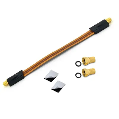 Produktbild von ARLI Fensterdurchführung UltraSlim + 2x F-Stecker vergoldet | TV SAT Flachkabel Ultraflach DVB-S2 DVB-T2 für Fenster & Türen