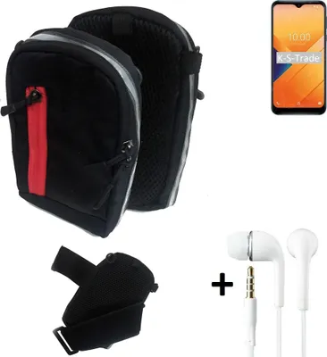 Produktbild von K-S-Trade Outdoor Gürteltasche Holster Umhängetasche + Kopfhörer kompatibel mit Wiko Y81 schwarz Handy Tasche Case travelbag Schutzhülle
