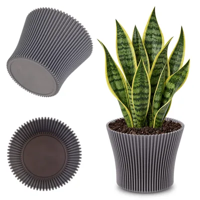 Obrázek produktu pro KADAX květináč květináč 13cm obal na rostlinu stojan na květiny plastový šedý
