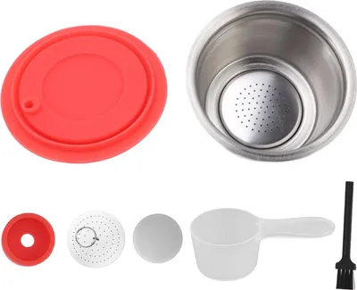 Image de Capsules de café réutilisables en acier inoxydable avec couvercle en poudre pour Dolce Gusto Rouge