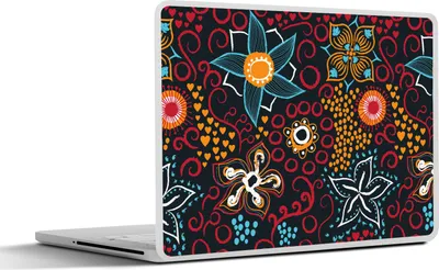 Produktbild von MuchoWow® Laptop Aufkleber Sticker Cover Blumen - Rot - Muster 30x21 cm - Sticker für Laptop - Selbstklebend
