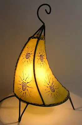 Produktbild von Orientalische Lampe Hennalampe marokkanische Lederlampe Tischleuchte Stehleuchte Henna Tissir Sonne 35-38 cm : gelb Farbe: Gelb