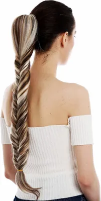Produktbild von WIG ME UP Pferdeschwanz Zopf lang geflochten Grätenmuster Braun Hellblond gesträhnt JL-6040-10F18F88
