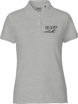 Produktbild von Huuraa Damen Polo Shirt Kreta verliebt L Sport Grey Bio Baumwolle Fairtrade Poloshirt Geschenkidee