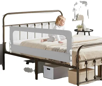 Image de Barrière de lit, hauteur réglable, design pliable, GRIS