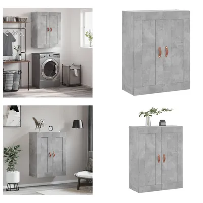Produktbild von vidaXL Wandschrank Betongrau 69,5x34x90 cm Holzwerkstoff - Wandschrank - Wandschränke - Schrank - Lagerschrank