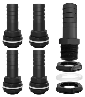 Productafbeelding van 4 stuks tankdoorvoer, 1 inch buitendraad, met afdichtingen en contramoer