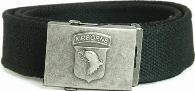 Zdjęcie produktu dla MIL-TEC Airborne Buckle czarny pasek do spodni o długości 130 cm i szerokości 4 cm z metalową klamrą