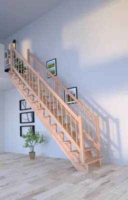 Produktbild von Holztreppe Lindos (Buche) in gerader Ausführung-80 cm-Holz-Holz Design Geländer-beidseitig-ohne Setzstufen