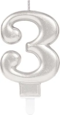 Produktbild von "Starlight Birthday" Zahlenkerze 9,3cm | Silber Zahl: 3