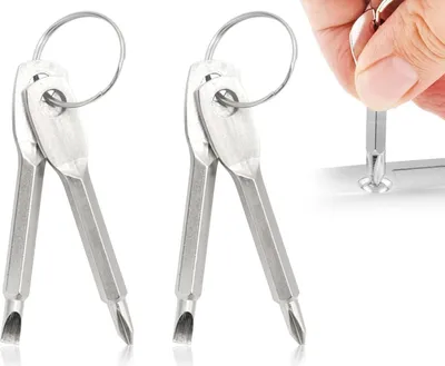 Produktbild von KAPSING Mini-Schraubendreher, multifunktionaler Schraubendreher, Schlüsselanhänger, 4 Stück, tragbarer Kreuzschlitz- und Schlitzschraubendreher, Werkzeug (2 Stück)