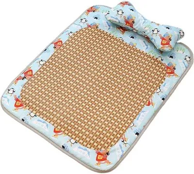 Produktbild von VHV - Kühlmatte für Hunde und Katzen - Sommerliche Kühlmatte für Haustiere, 40x55 cm - Blaue Kühlmatte im Rattan-Look - Für Körbchen und Boden