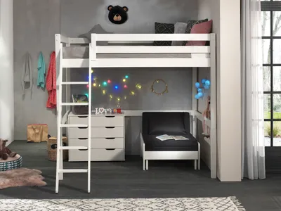 Produktbild von Vipack Hochbett mit Liegefläche 140 x 200 cm inkl. Sesselbett und Schubladen Kommode