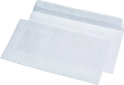 Produktbild von 100 Briefumschläge Din lang transparent weiss aus hochwertigen Satin