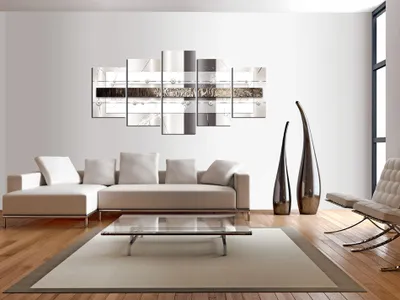 Image de Tableau acoustique Abstrait argent 200 x 100 cm Tableaux Mousse acoustique Absorbeur acoustique haute performance Isolation acoustique Toile 5 pièces Tableau mural Acoustique intérieure Isolation acoustique a-A-0038-b-m