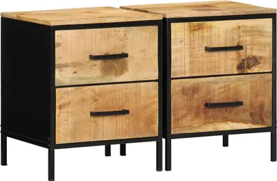 Zdjęcie produktu dla Szafka Nocna z szufladą 2 pcs Brązowy i czarny 40 x 35 x 50 cm