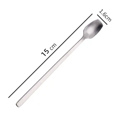 Produktbild von Kaffeelöffel langer Griff Anti-RUST Schöne verdickte integrierte Rührelektroplate aromatisierte Dessert Mischlöffel Haushaltsvorräte-Silber