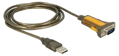 Produktbild von DeLOCK 65840, Schwarz, Gelb, 1,5 m, USB Typ-A, DB-9, Männlich, Männlich