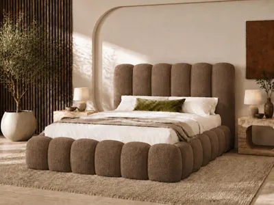 Produktbild von Emlar Polsterbett Mellow 120x200 cm - Bett mit Bettkasten & Lattenrost - Bouclé-Stoff - Doppelbett mit Stauraum Braun (Quelle 25)