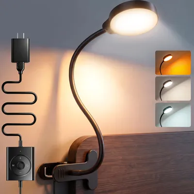 Image de Lampe de bureau LED 5W avec 36 LED, col de cygne, pince pour lit, 3 couleurs, 5 niveaux de luminosité